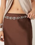 [ASOS DESIGN] ASOS DESIGN waist and hip ball chain belt in silver 2XS-XS SILVER