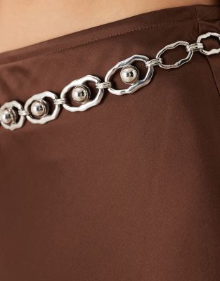 Asos Design Waist And Hip Ball Chain Belt In Silver