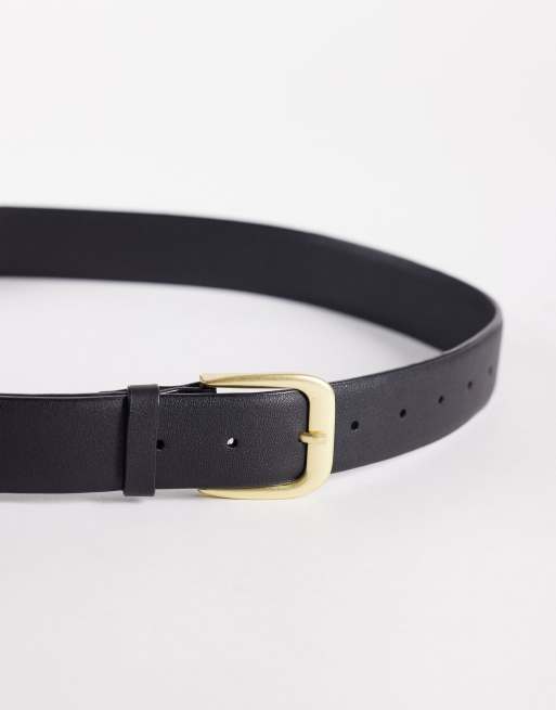 ASOS DESIGN waist and hip belt in black with antique gold buckle, 3 of 3