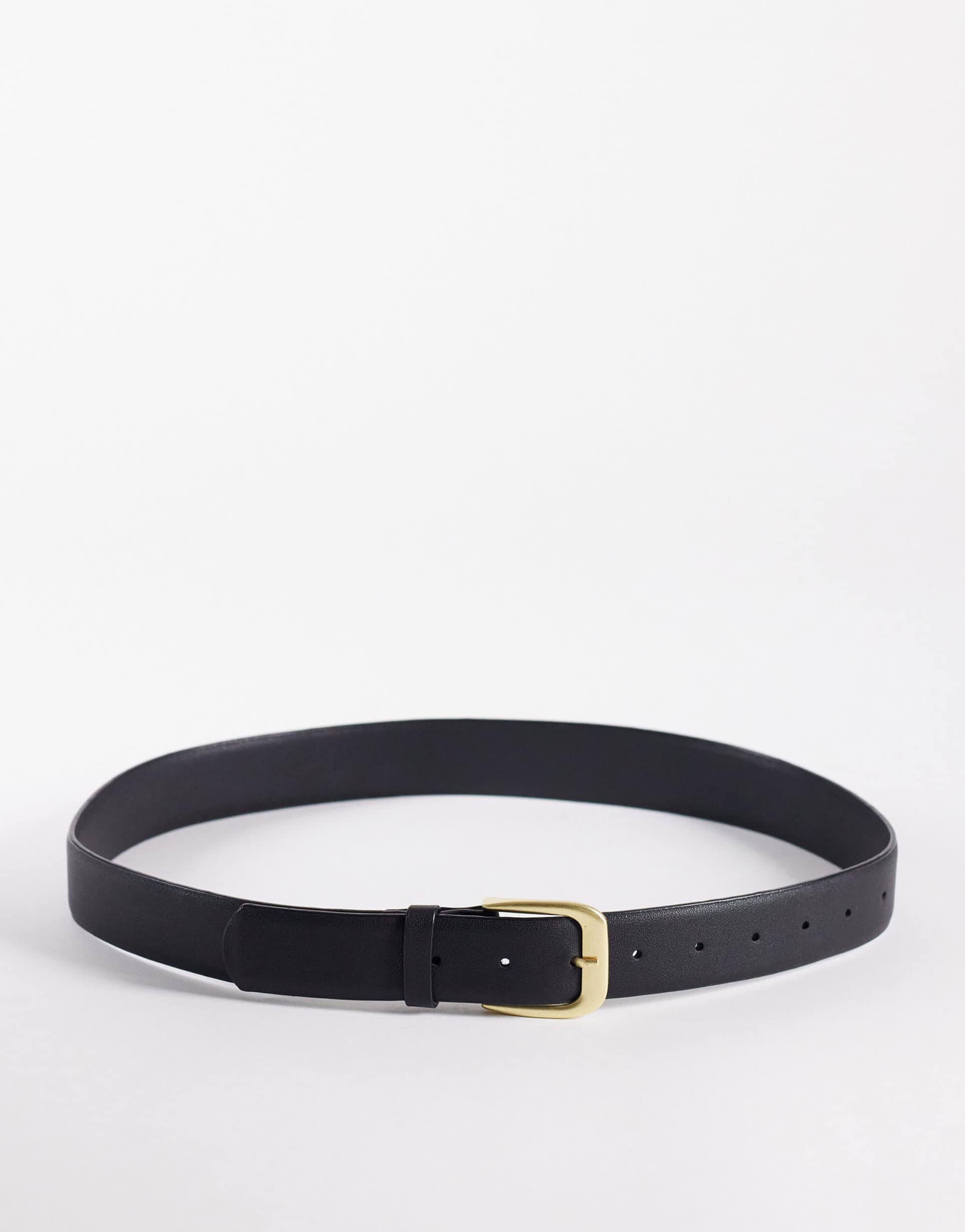 asos design waist and hip belt in black with antique gold-tone buckle