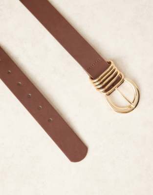 Asos Design Waist And Hip Belt In Brown