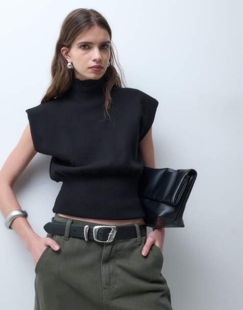ASOS DESIGN waist and hip belt with asymmetric buckle in black - view 1