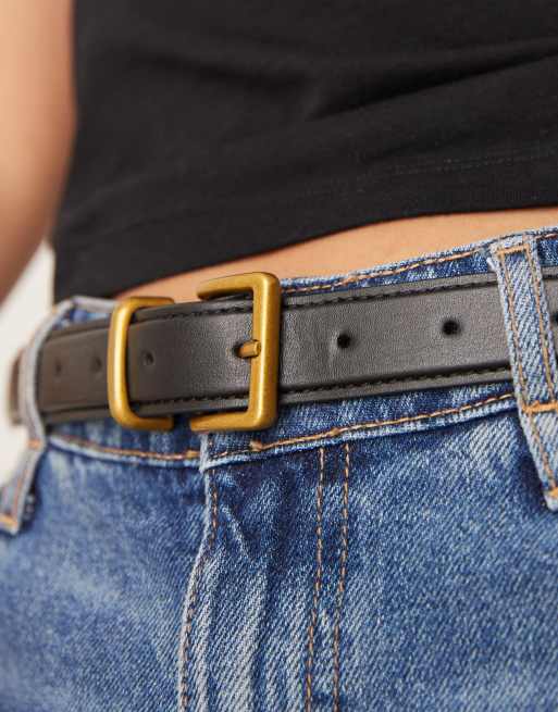 ASOS DESIGN waist and hip belt with square buckle in black