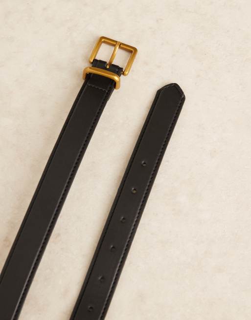 ASOS DESIGN waist and hip belt with square buckle in black