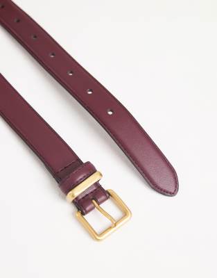 Asos Design Waist And Hip Belt With Square Buckle In Red