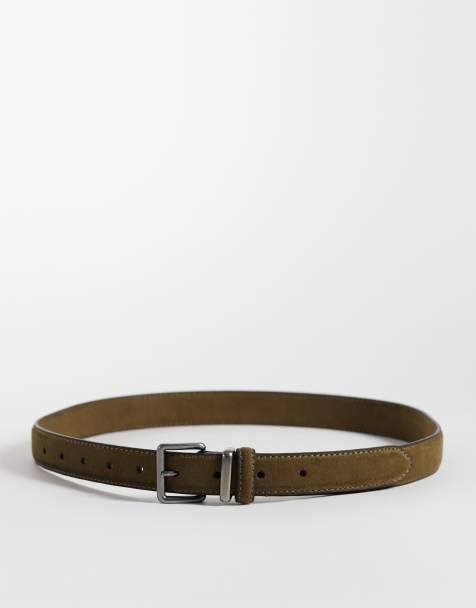 ASOS DESIGN waist and hip belt with square buckle in khaki - view 1