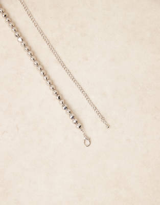 Asos Design Waist And Hip Chain And Bead Flower Belt