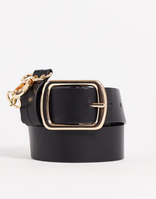 ASOS DESIGN waist and hip chain jeans belt in black 