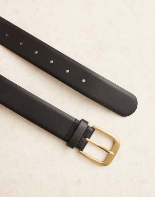 Asos Design Waist And Hip Classic Jeans Belt In Black