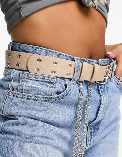 ASOS DESIGN heart buckle waist and hip jeans belt in silver