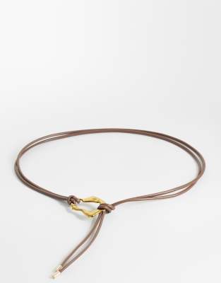Asos Design Waist And Hip Hammered Loop Through Belt In Brown