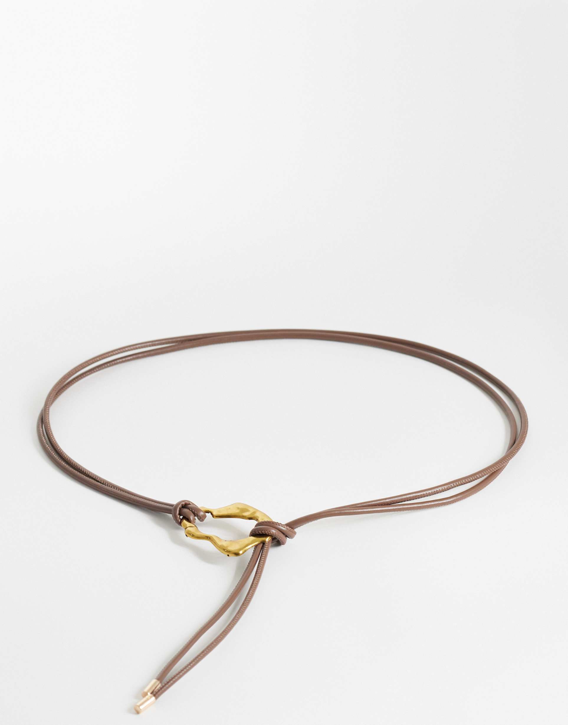 asos design waist and hip hammered loop through belt in chocolate