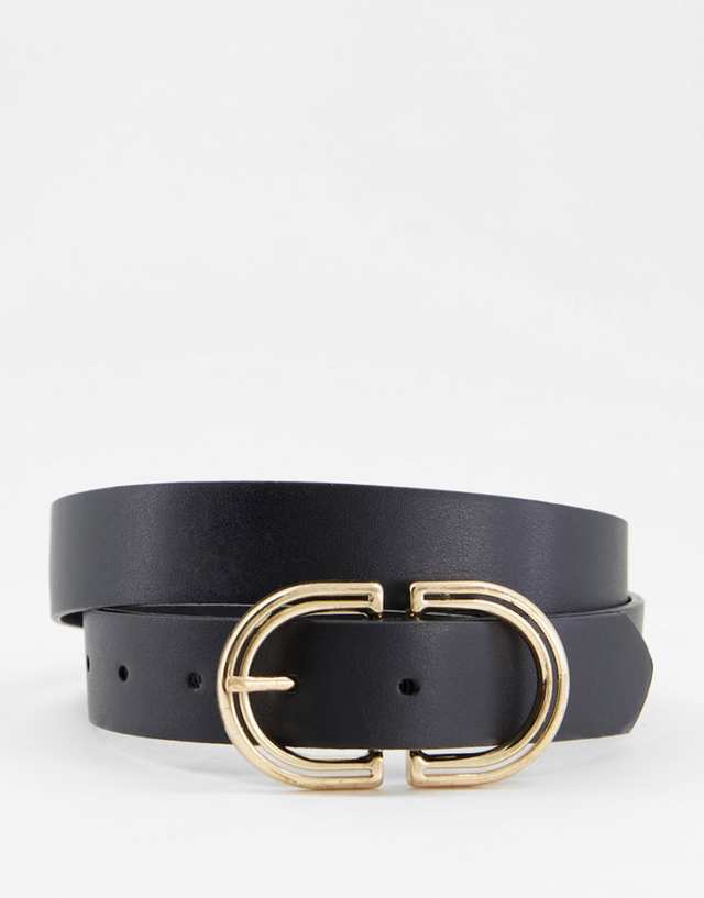 ASOS DESIGN waist and hip jeans belt in black