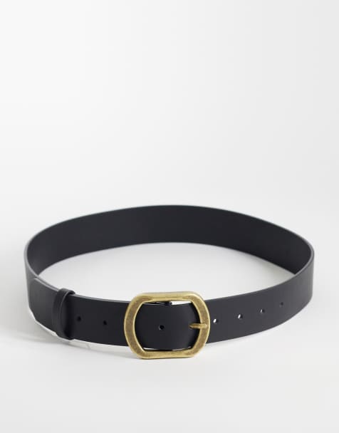 ASOS DESIGN waist and hip jeans chunky buckle belt in black - view 1