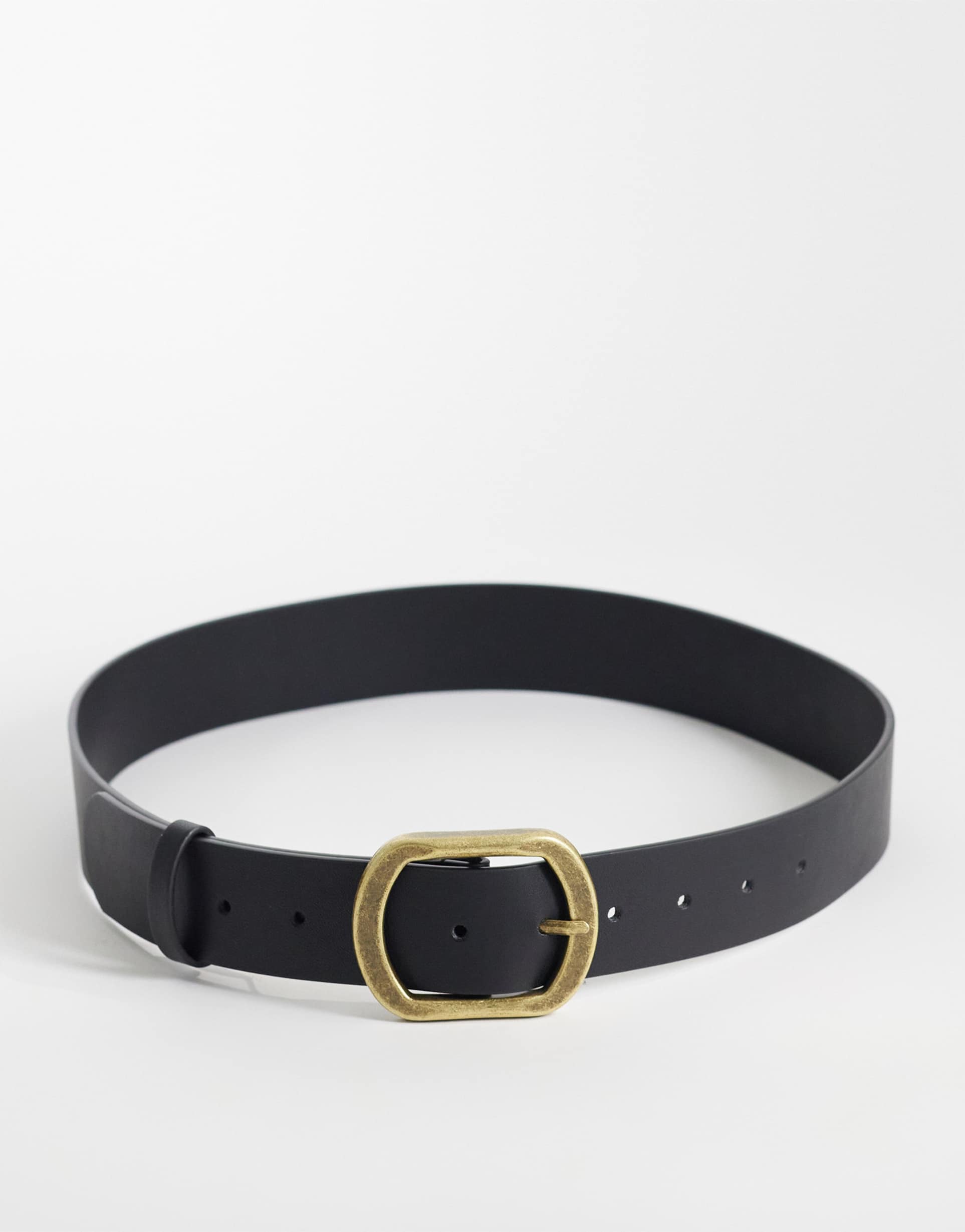 asos design waist and hip jeans chunky buckle belt in black