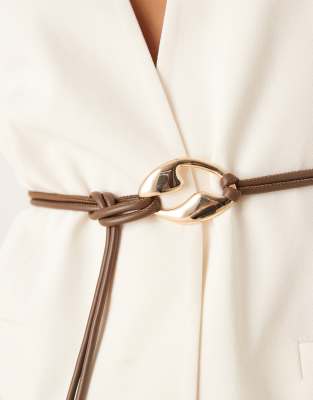 Asos Design Waist And Hip Loop Detail Belt In Brown