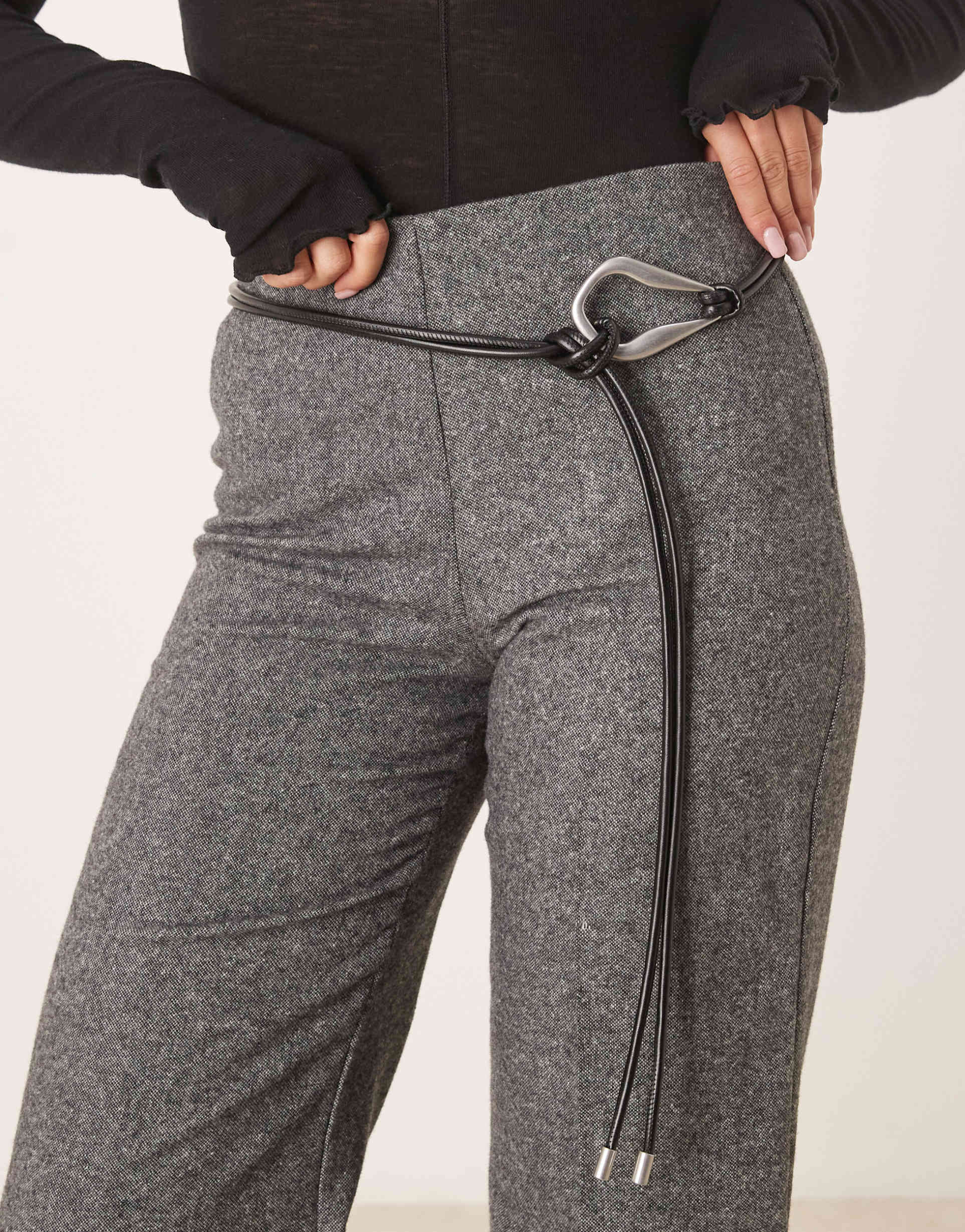 asos design waist and hip loop through belt in black with antiqued silver-tone hardware