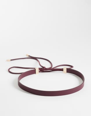 Asos Design Waist And Hip Loop Through Belt In Burgundy