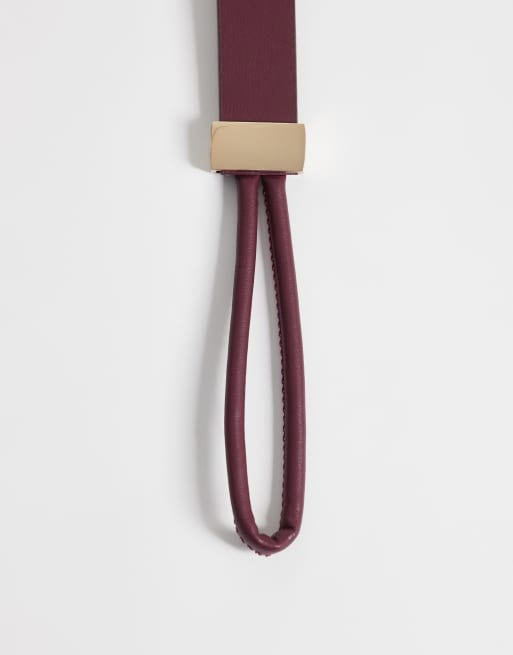 ASOS DESIGN waist and hip loop through belt in burgundy, 3 of 3