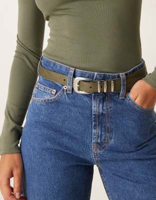 Asos Design Waist And Hip Multi Keeper Belt In Green