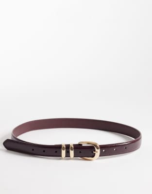 Asos Design Waist And Hip Patent Multi Keeper Belt In Brown