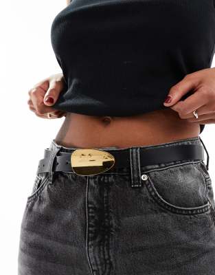 ASOS DESIGN ASOS DESIGN waist and hip plate detail jeans belt in black