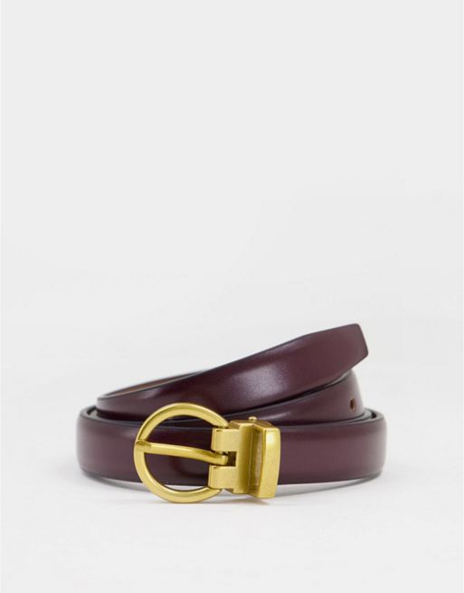 ASOS DESIGN waist and hip skinny 70s belt in brown | ASOS