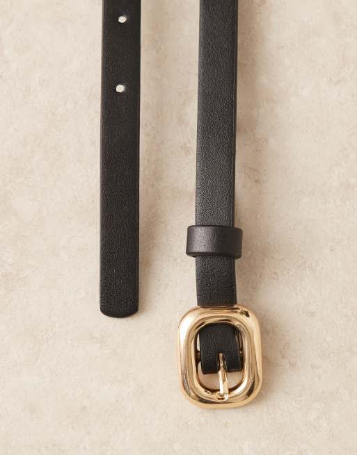 ASOS DESIGN waist and hip skinny belt with bubble rectangle buckle ...