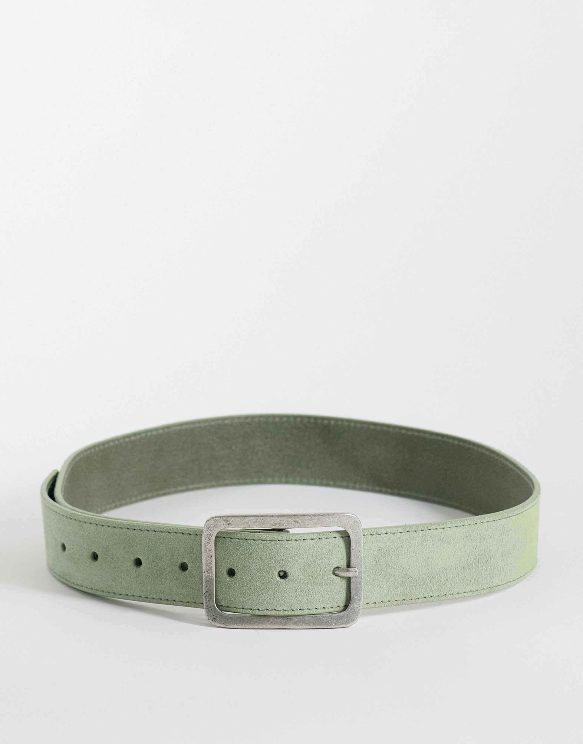 asos design waist and hip square buckle suede belt in mint