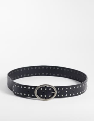 Asos Design Waist And Hip Studded Belt In Black