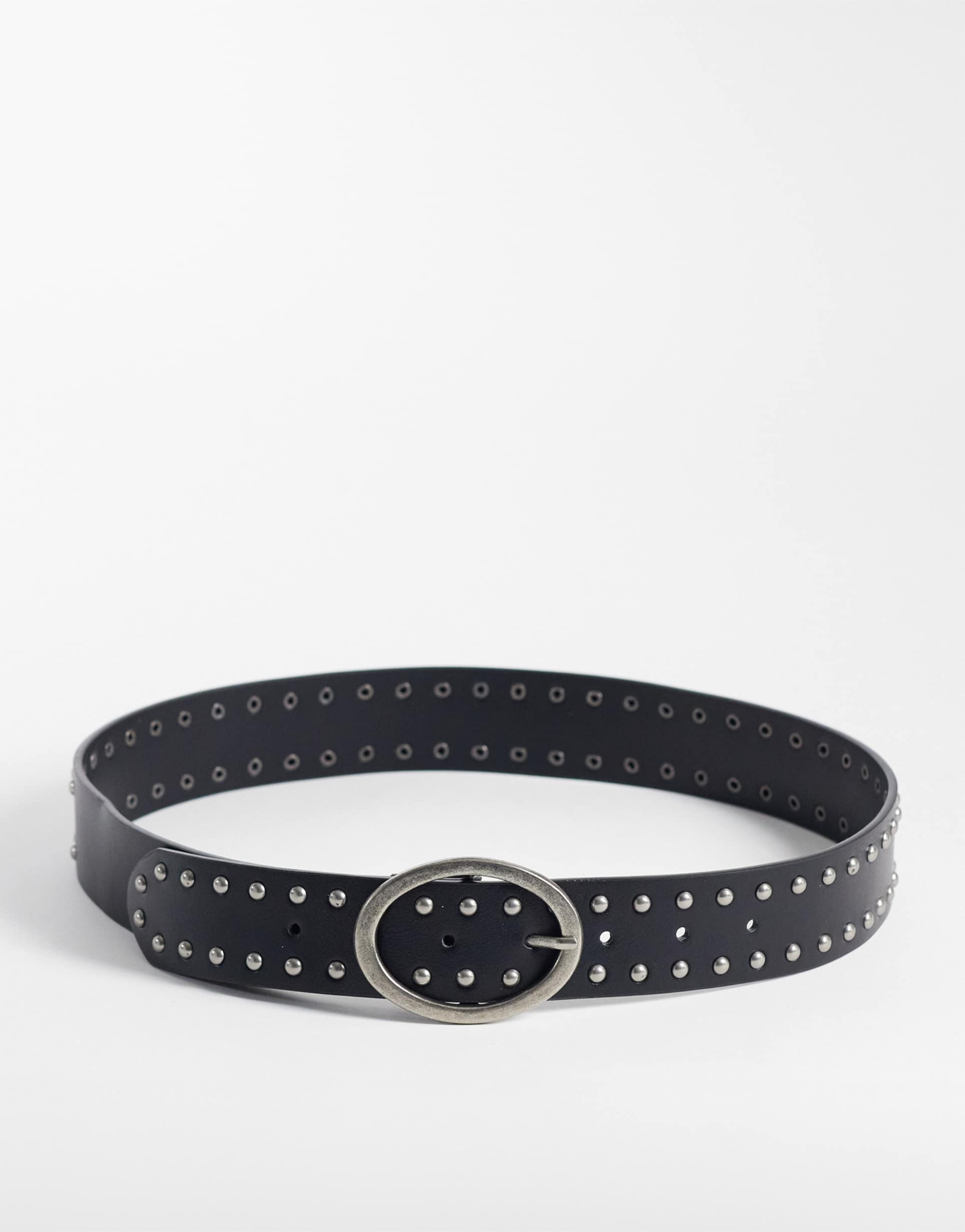 asos design waist and hip studded belt in black