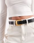 [ASOS DESIGN] ASOS DESIGN waist and hip vintage buckle belt in black 2XS-XS BLACK