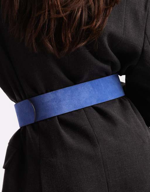 ASOS DESIGN waist belt with large buckle in purple suede, 3 of 3