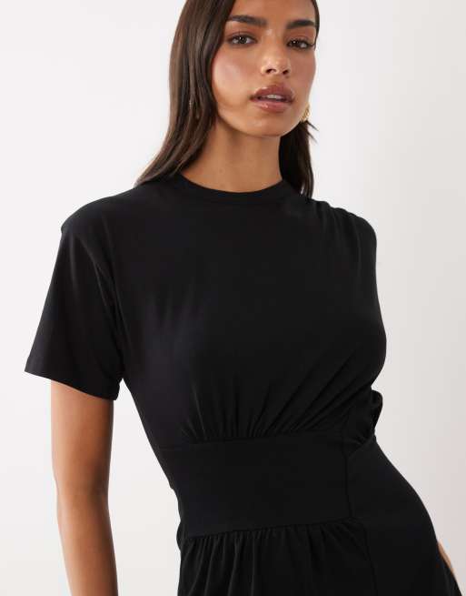 ASOS DESIGN waist detail mini dress in black, 3 of 4