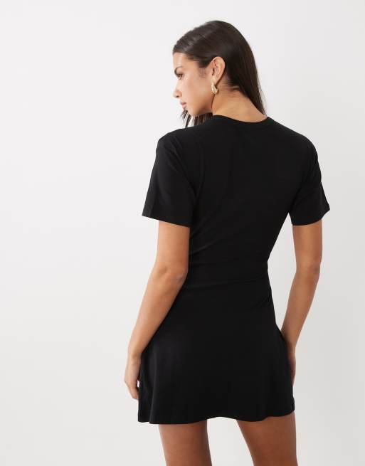 ASOS DESIGN waist detail mini dress in black, 4 of 4