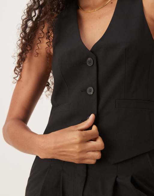 ASOS DESIGN waistcoat in black - BLACK, 3 of 4