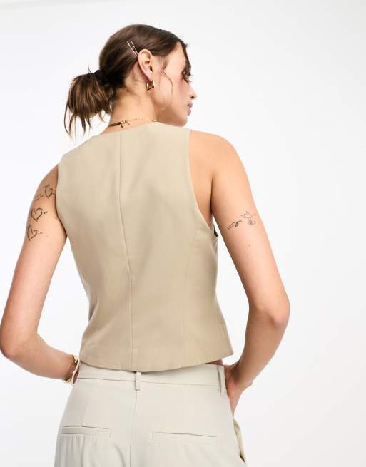 ASOS DESIGN waistcoat in neutral