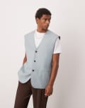 [ASOS DESIGN] ASOS DESIGN waistcoat jacket in light blue M Dusty blue