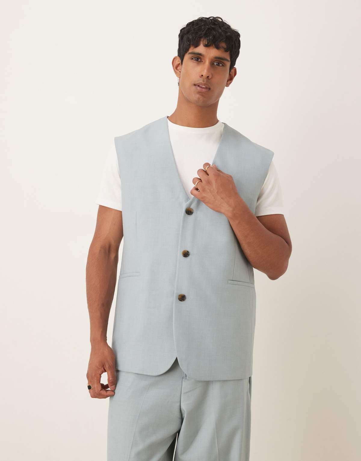 ASOS DESIGN waistcoat jacket in light blue