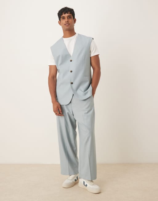 ASOS DESIGN waistcoat jacket in light blue, 2 of 5