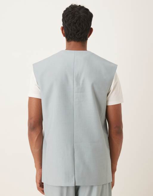 ASOS DESIGN waistcoat jacket in light blue, 3 of 5