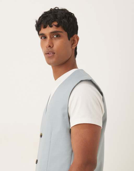 ASOS DESIGN waistcoat jacket in light blue, 4 of 5