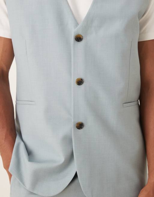 ASOS DESIGN waistcoat jacket in light blue, 5 of 5