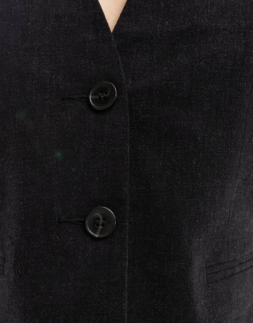 ASOS DESIGN waistcoat with linen in black, 3 of 4