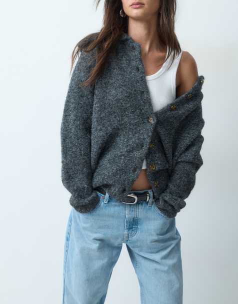 ASOS DESIGN waisted collared cardigan in charcoal - view 1