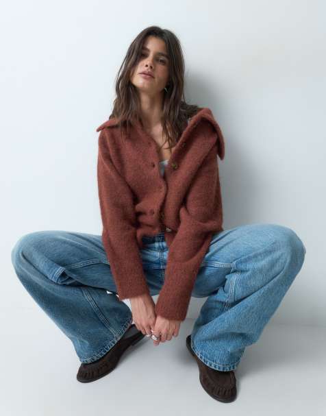 ASOS DESIGN waisted collared cardigan in toffee - view 1