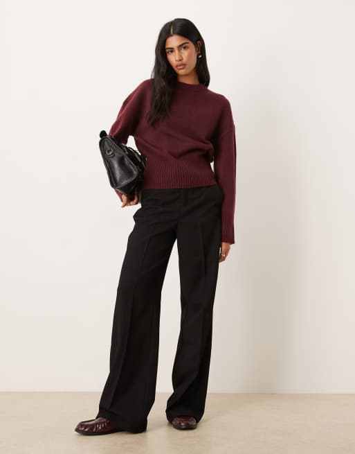 ASOS DESIGN waisted jumper in burgundy, 2 of 4