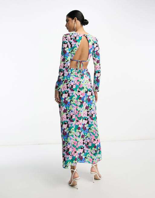 ASOS DESIGN waisted maxi dress in blue floral print