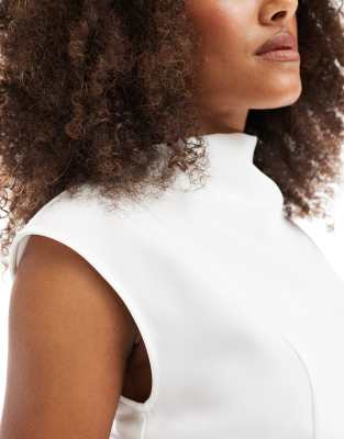 Asos Design Waisted Peplum Short Sleeve Top In White