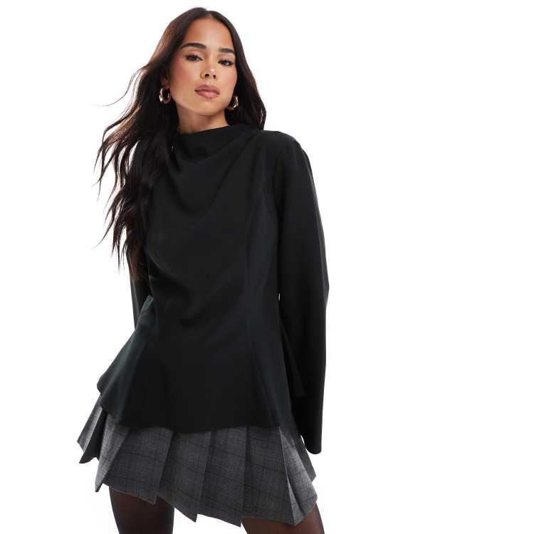 Ameri 25SS SYMMETRY PEPLUM SWEAT TOP 黒 - メルカリ